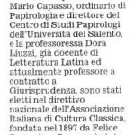 Corriere del Mezzogiorno, 12 gennaio 2007, «Cultura Classica: due prof entrano nell'associazione»