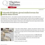 Il Quotidiano Italiano Lecce, 8 dicembre 2012, «Università del Salento: giovani studiosi trovano due antiche statue di leoni»