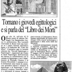 Nuovo Quotidiano di Puglia, 29 marzo 2007, «Tornano i giovedì egittologici e si parla del 'Libro dei Morti'»