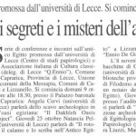 Nuovo Quotidiano di Puglia, 8 ottobre 2007, «Viaggio tra i segreti e i misteri dell'antico Egitto»