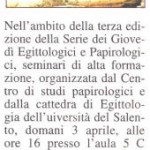 Nuovo Quotidiano di Puglia, 2 aprile 2008, «Domani conferenza sull'Egitto»