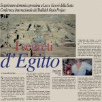 Nuovo Quotidiano di Puglia, 18 settembre 2009, N. De Paulis: «I segreti d'Egitto»