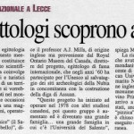 Nuovo Quotidiano di Puglia, 23 settembre 2009, N. De Paulis: «Gli egittologi scoprono anche il Salento»
