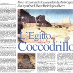 Nuovo Quotidiano di Puglia, 11 gennaio 2010, N. De Paulis: «L'Egitto del dio Coccodrillo»