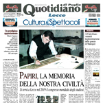 Nuovo Quotidiano di Puglia, 10 ottobre 2016, N. De Paulis: «Papiri, la memoria della nostra civiltà», articolo»