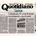 Nuovo Quotidiano di Puglia, 19 gennaio 2020, N. De Paulis: «Unisalento, 60 anni di storia tra umanisti e ricercatori», articolo