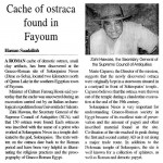 The Egyptian Gazzette, 27 dicembre 2010, H. Saadallah: «Cache of ostraca found in Fayoum»